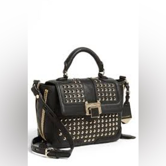 Rebecca Minkoff Gold Studded Black Patent Leather Bag, NWOT - Picture 3 of 5